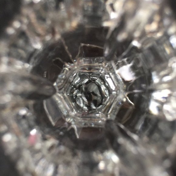 Clear Art Glass Candlestick Holder Hexagonal Base Knobbed Cut Glass Vintage - Picture 3 of 12